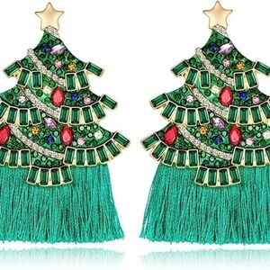 Earrings - Christmas Tree Earrings For Women Handcrafted Alloy Green